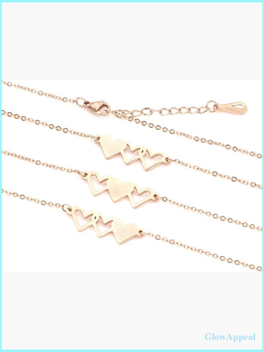 Friendship Necklace for 3 Set Stainless Steel Heart Bracelet
